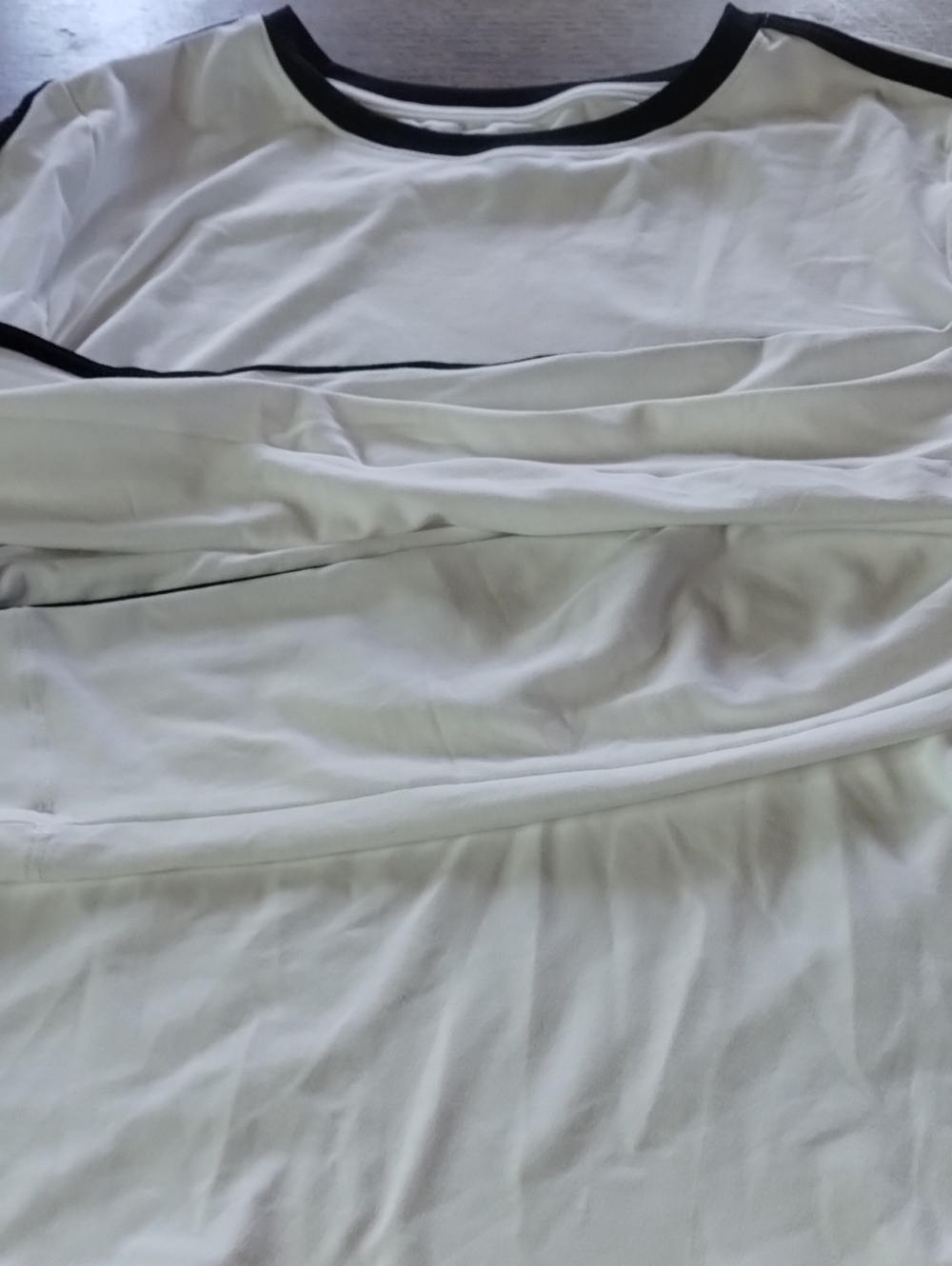 Ladies White Long-Sleeve Tee with Black Trim